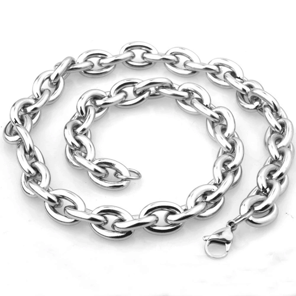 15mm Women Men Stainless Steel Rolo Oval Link Chain Necklace 16inch-40inch