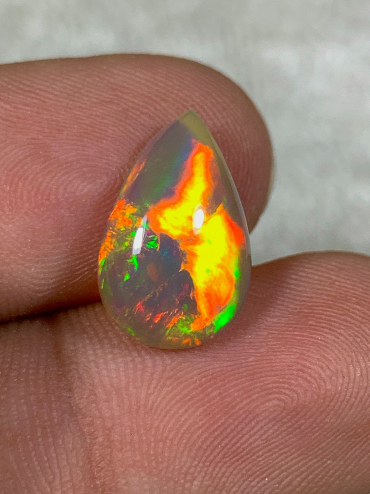 Shewa Chocolate Natural Ethiopian Dark Base Opal 3.5crt Multi-Fire Pear Cabochon