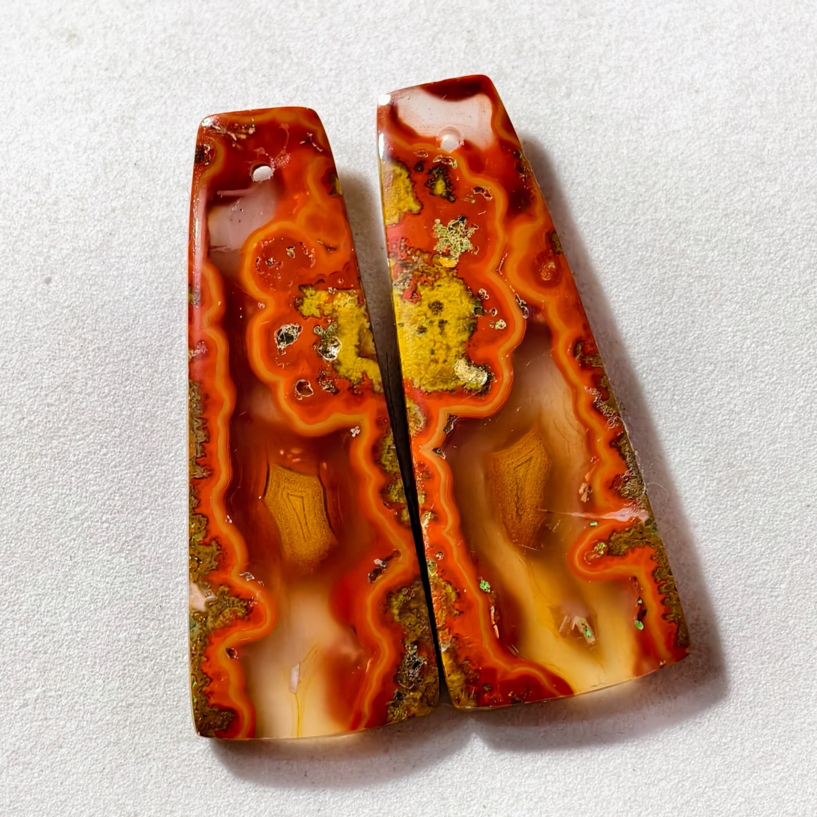 43 Cts Natural Seam Agate Drilled Match Pair Cabochon Gemstone 39 X 15 MM