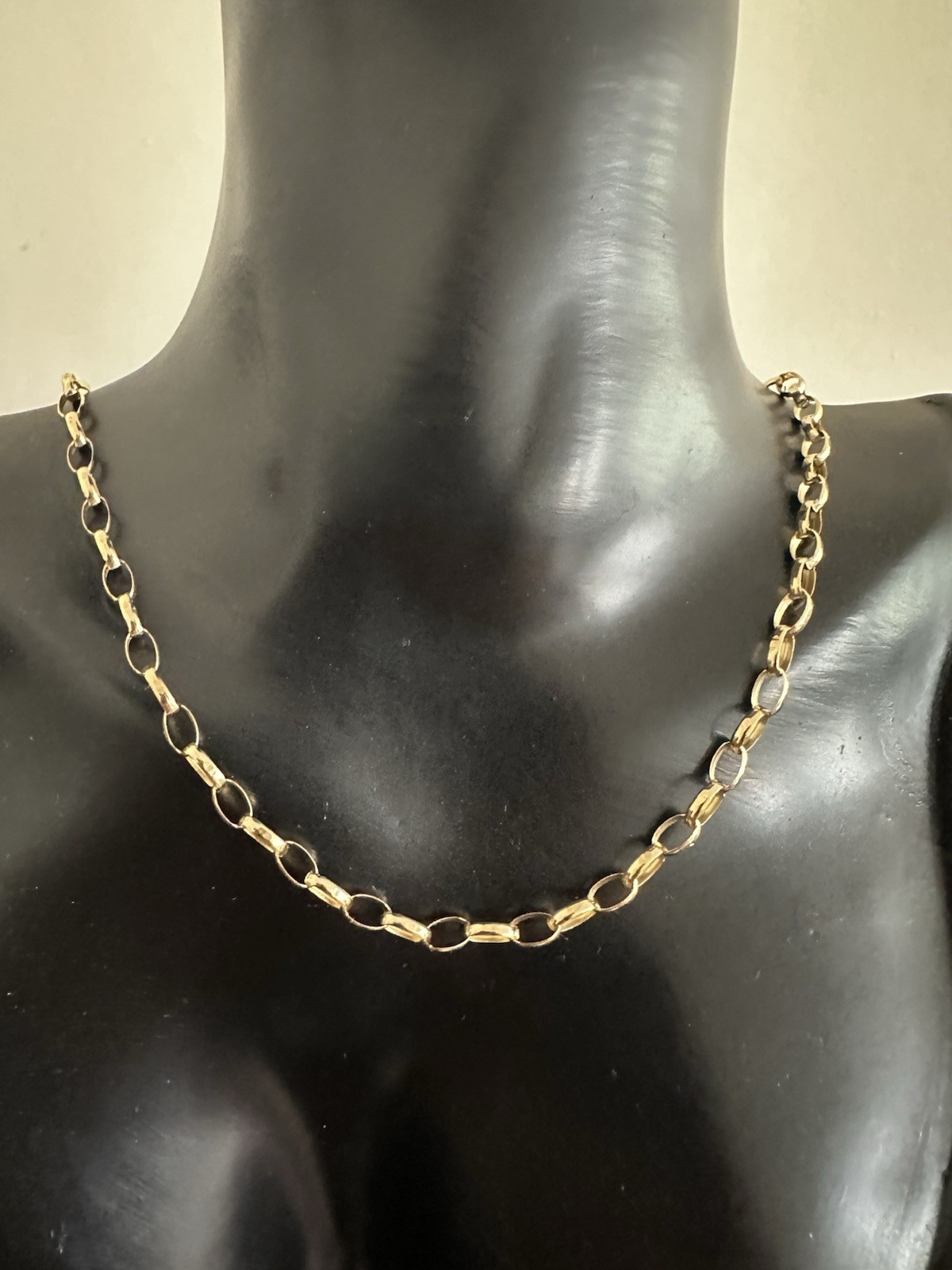 Vintage 9K Gold Belcher Choker Chain Necklace 3.65g B’ham Hallmark Unisex, Boxed
