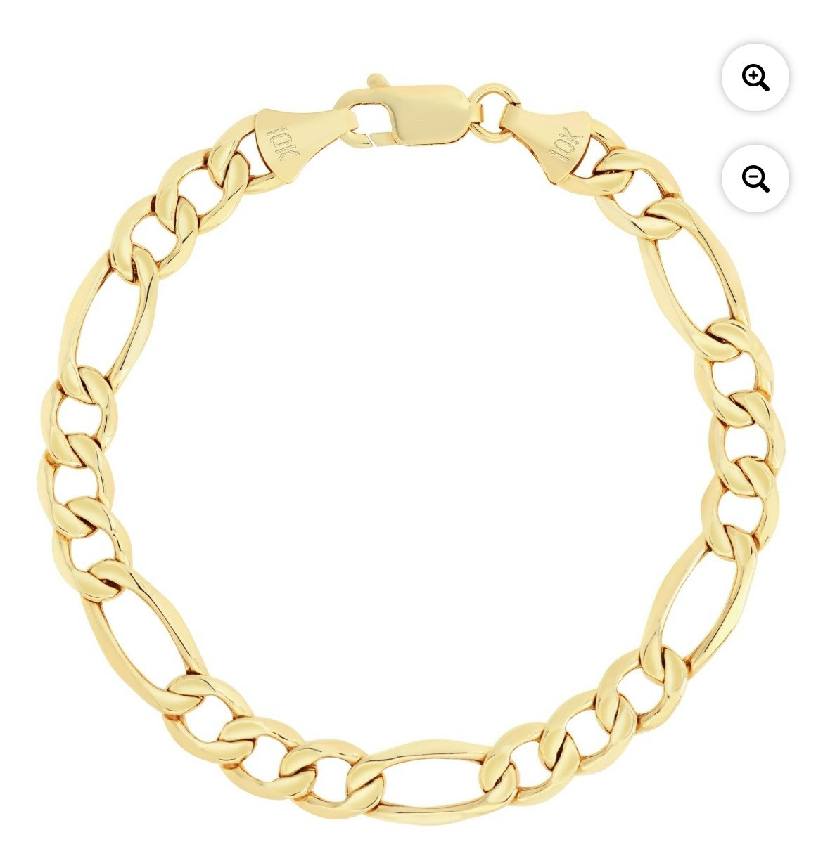 Gold 10K Real Yellow Gold Figaro Link Chain Bracelet 2mm 7 In