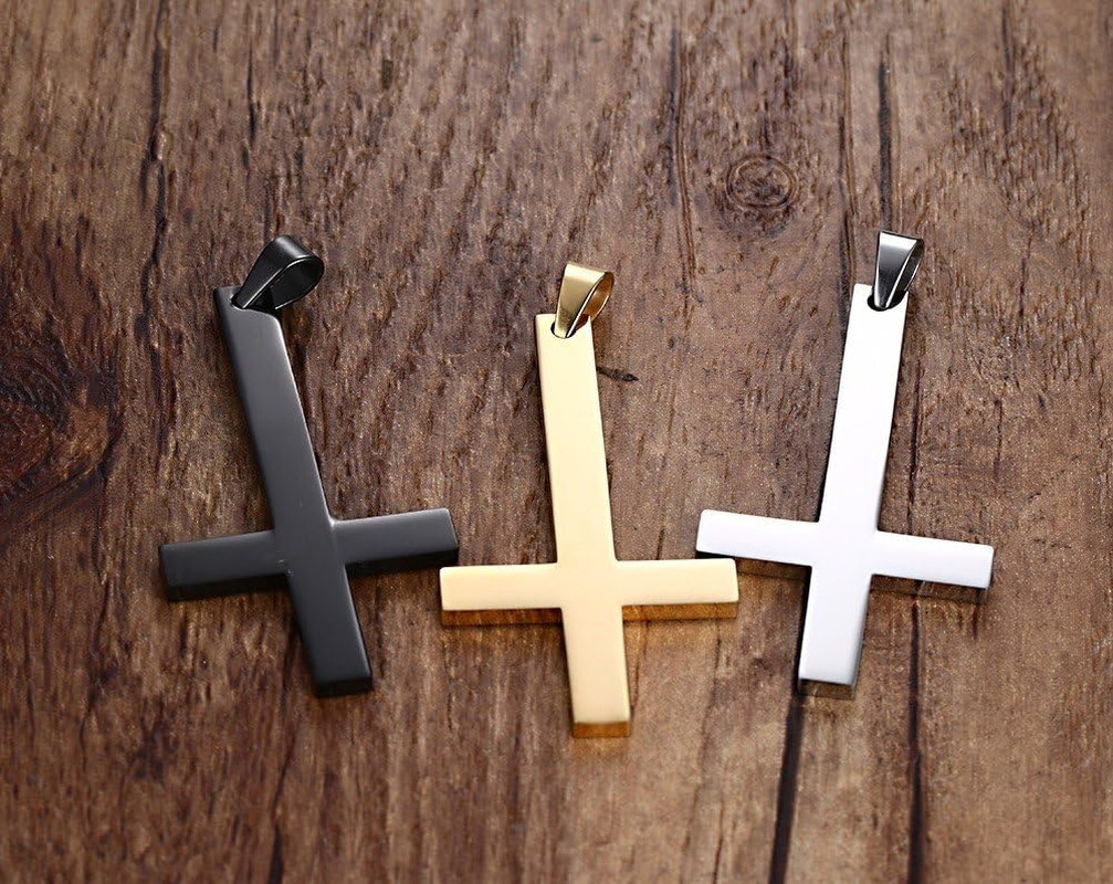 Jewelry Stainless Steel Upside Down Cross Necklace for Men,Inverted Pendant,Gold
