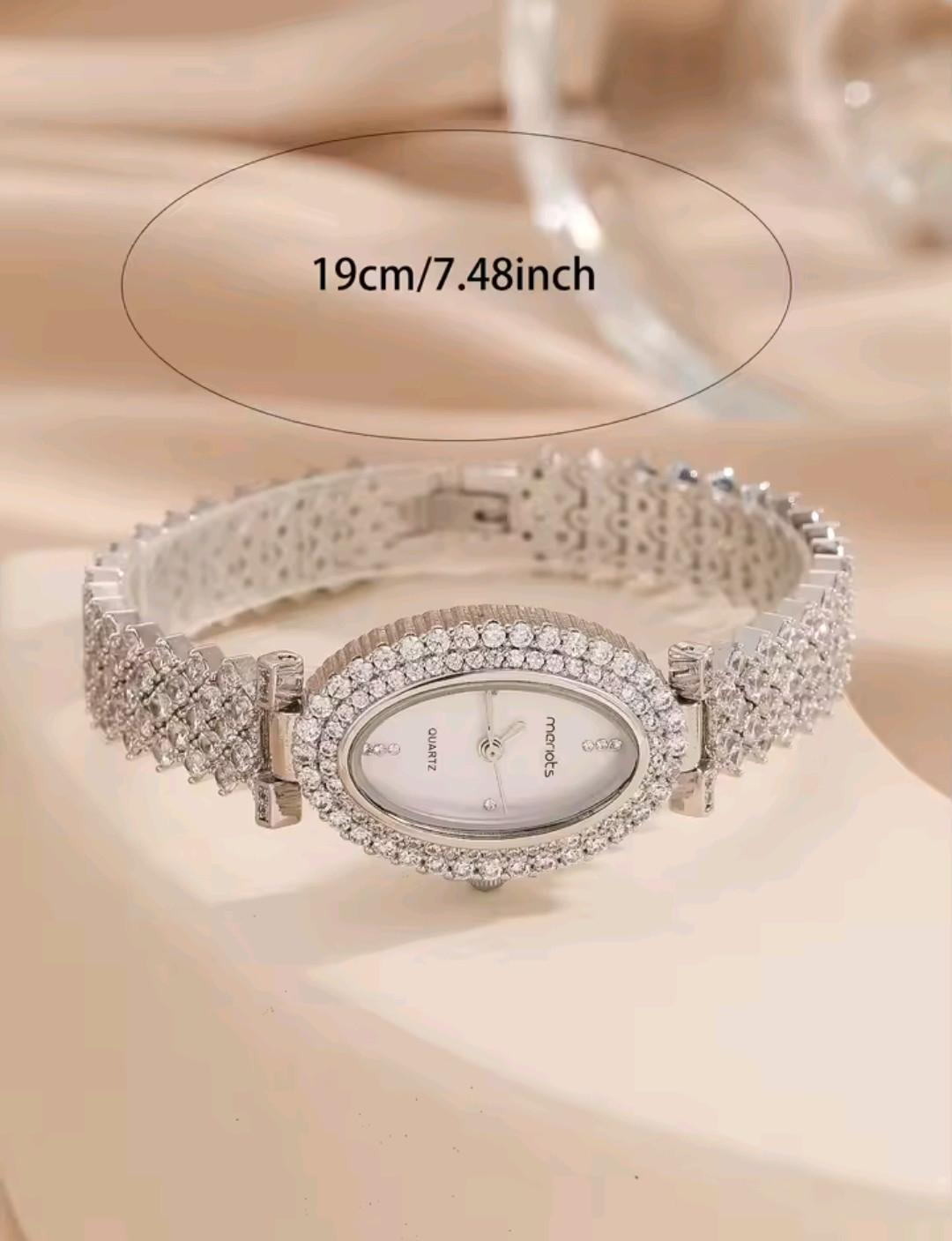 Beautiful Elegant Full Zircon White Luxury Watch for Women Bling Bling