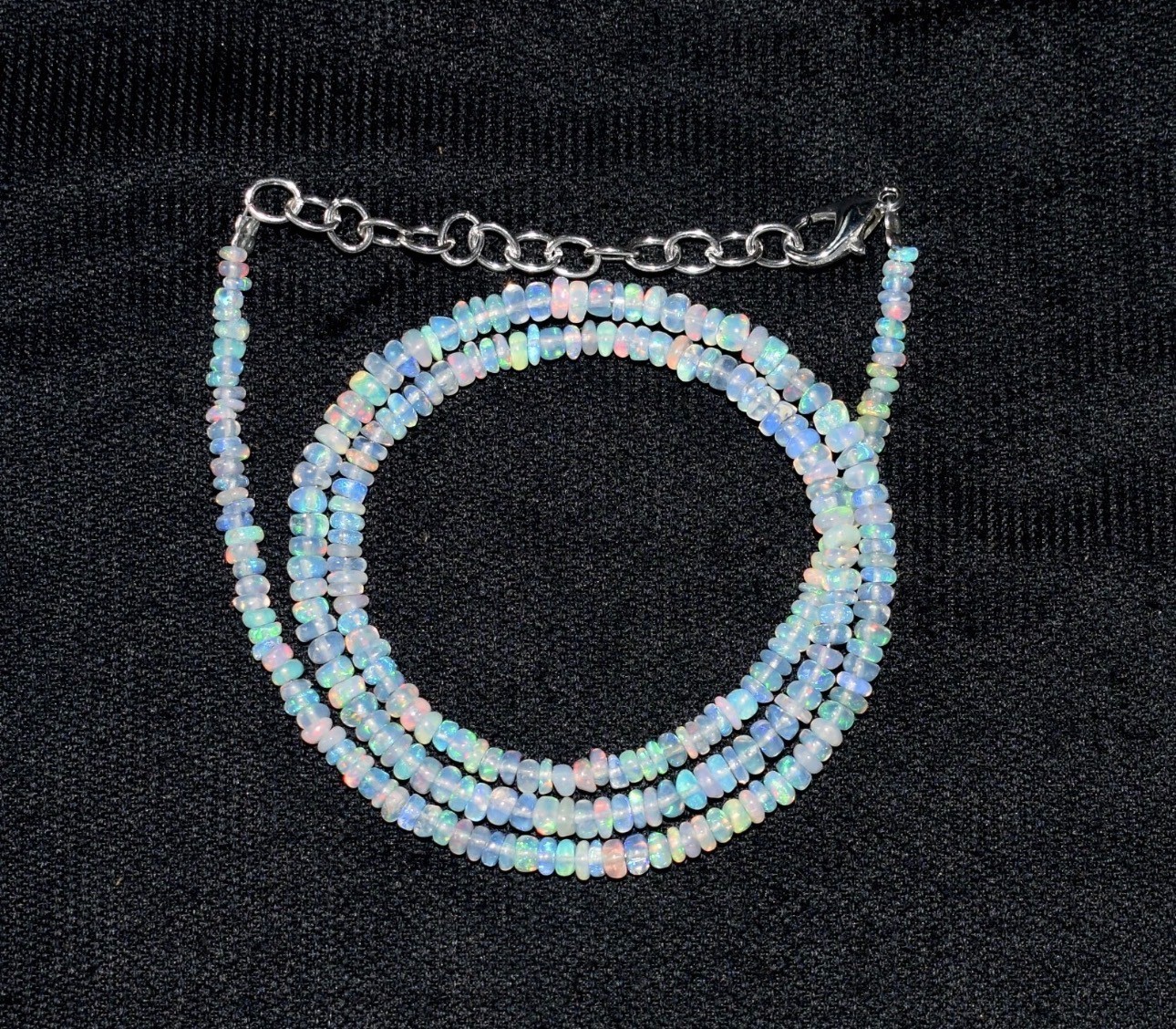 Natural Ethiopian Opal Bead Necklace 16″ AAA Grade Fire Opal Gemtone Jewelry