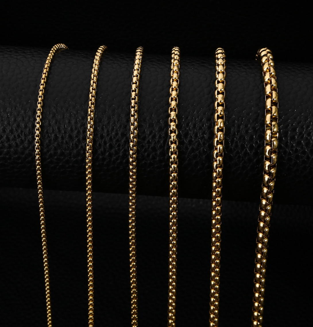 18K Gold Plated Stainless Steel Box Chain Necklace Men Women 18-24 inches, 2-4mm