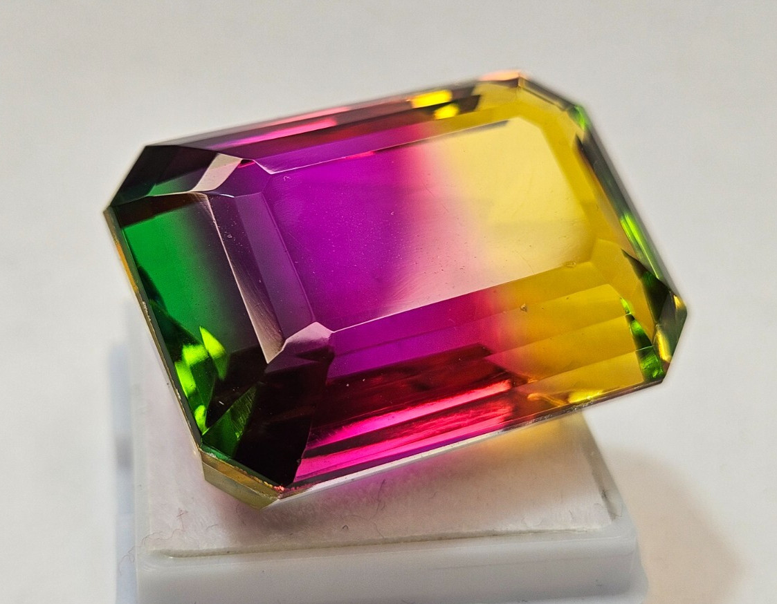 Bi-Colour Natural Tourmaline Emerald Cut 80+ Ct Loose Certified Quality Gemstone