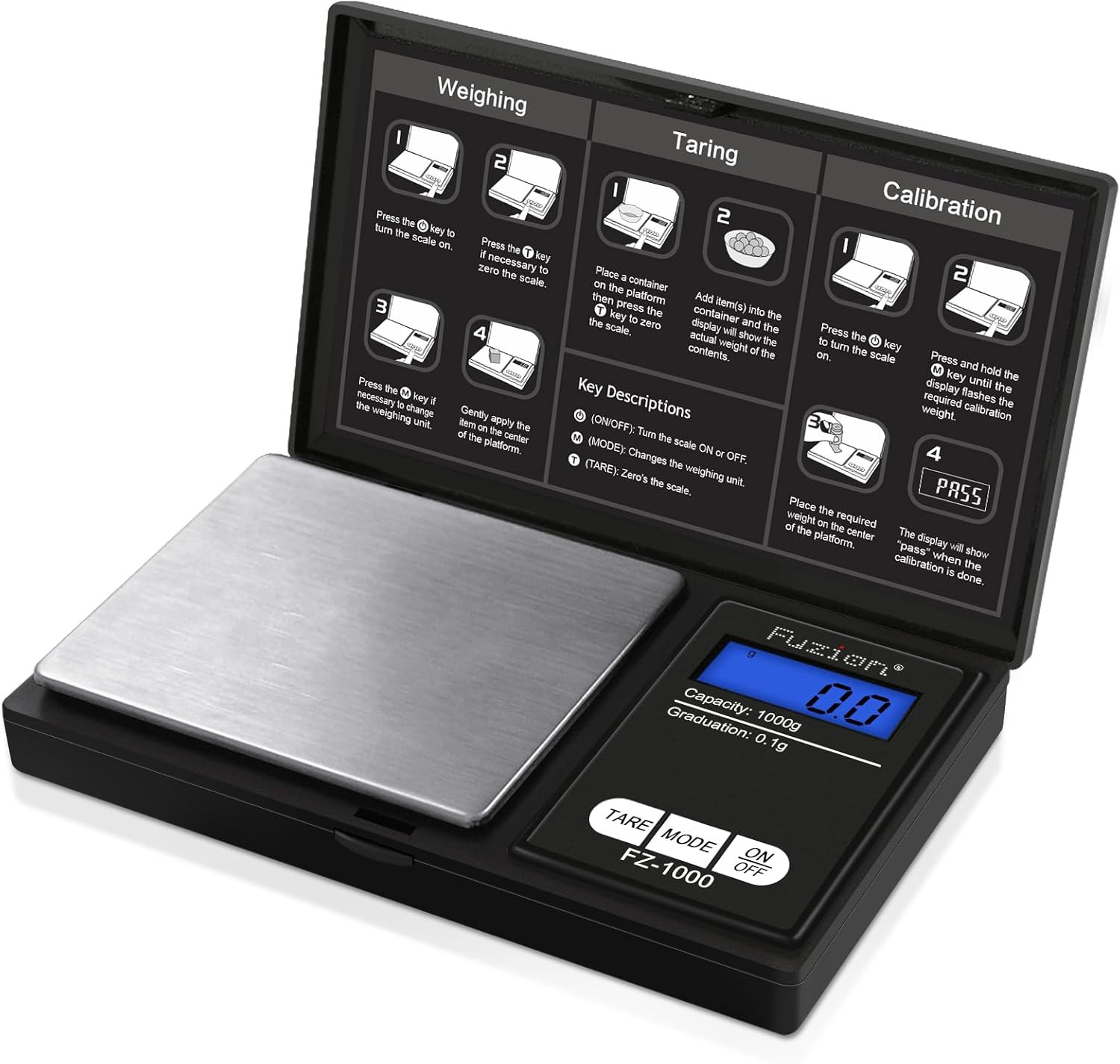 Fuzion Digital Pocket Gram Scale 1000G/0.1G, Small Digital Scales Grams Ounces G