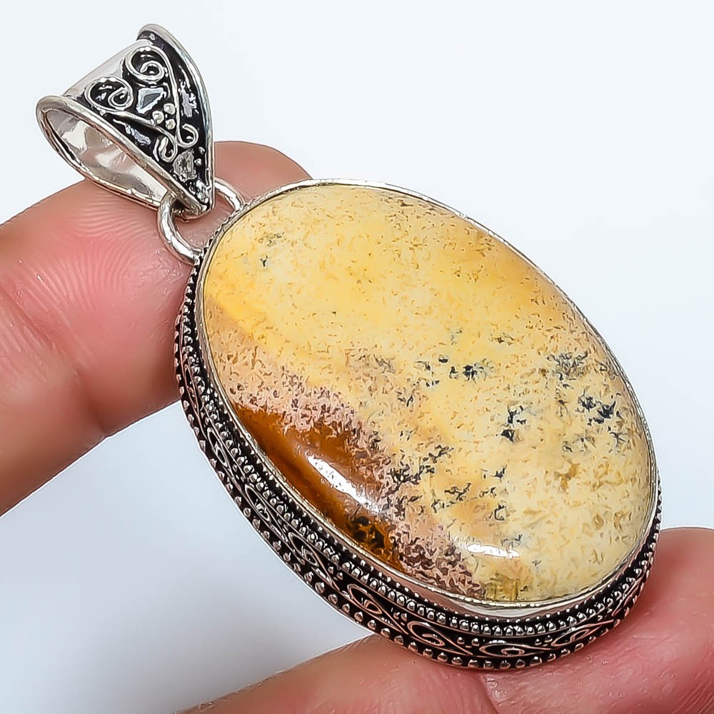 Natural Picture Jasper – Oregon 925 Silver Plated Fine Art Pendant2.15″ P2-615