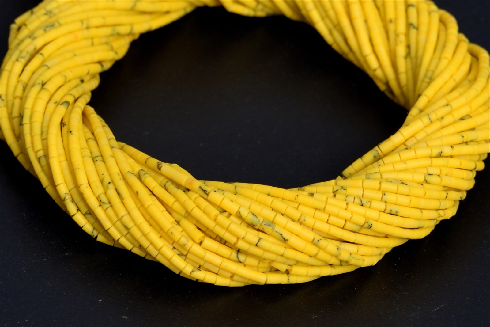 1x1MM Banana Yellow Howlite Beads Round Tube Beads 14.5″