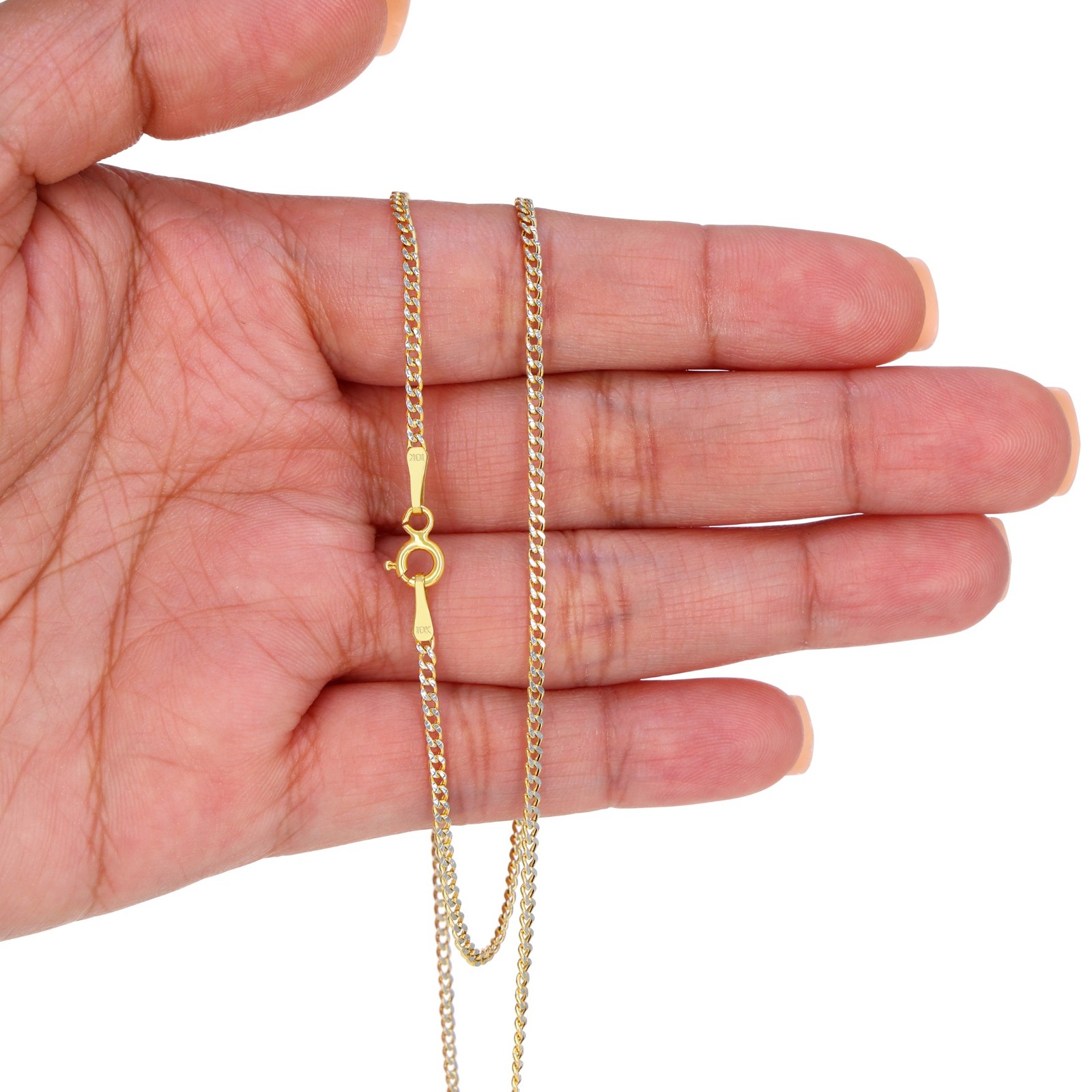 10K Yellow Gold 2mm-8.5mm Diamond Cut Pave Cuban Chain Necklace Bracelet 7″- 30″