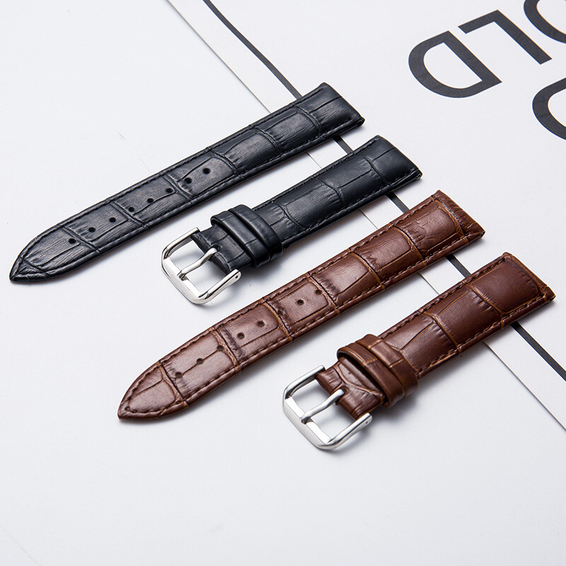Alligator Grain Leather Watch Band Strap Pin Buckle Watch Accessories 10-24mm