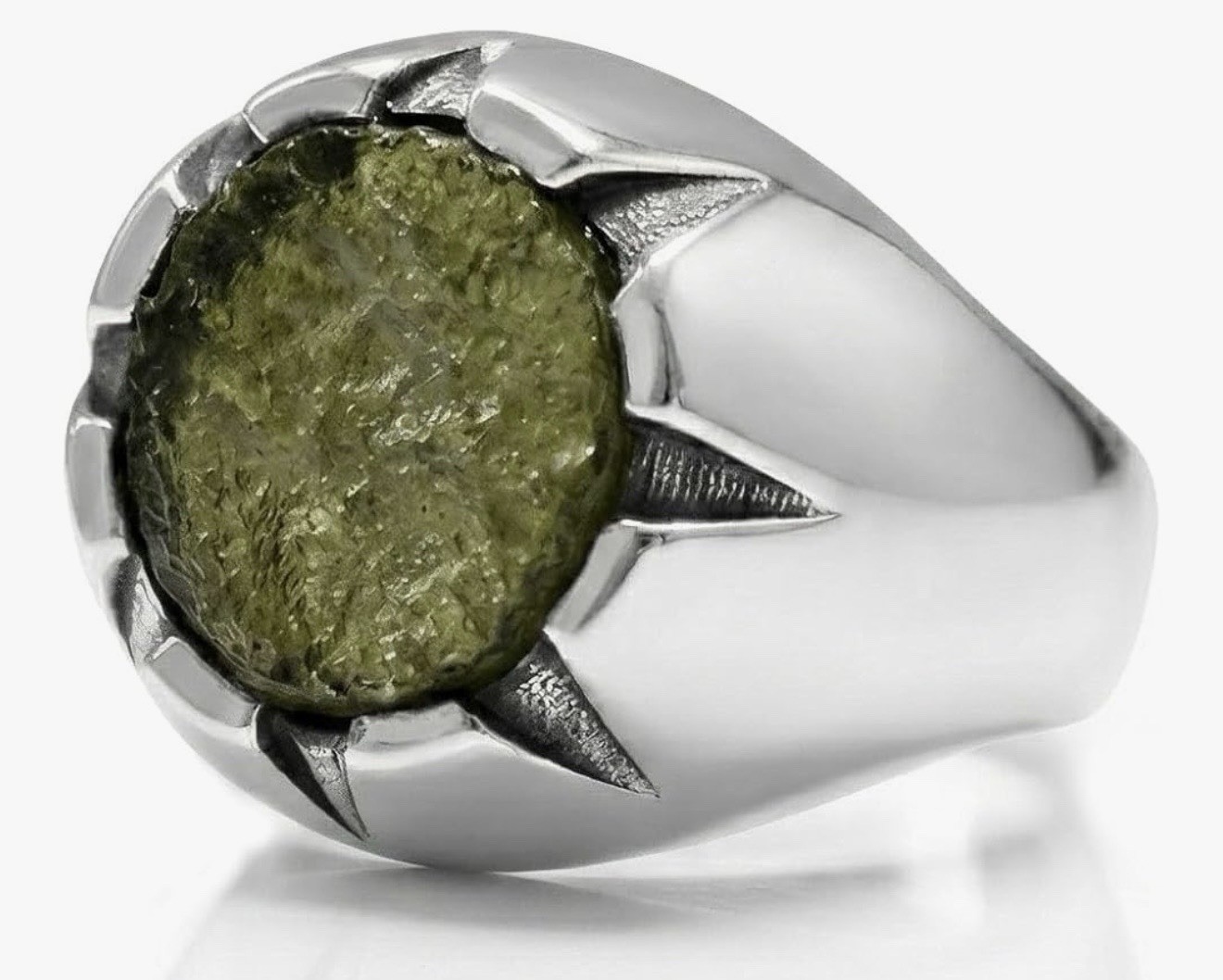Czech Republic Moldavite Gemstone Rings 925 Sterling Silver Raw Gemstone (T-53)