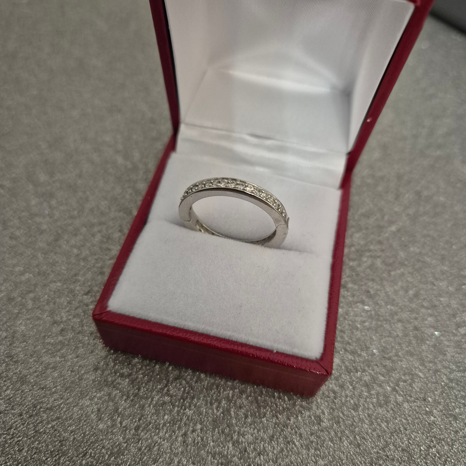 Natural Zircon full eternity ring in Platinum Over Sterling Silver