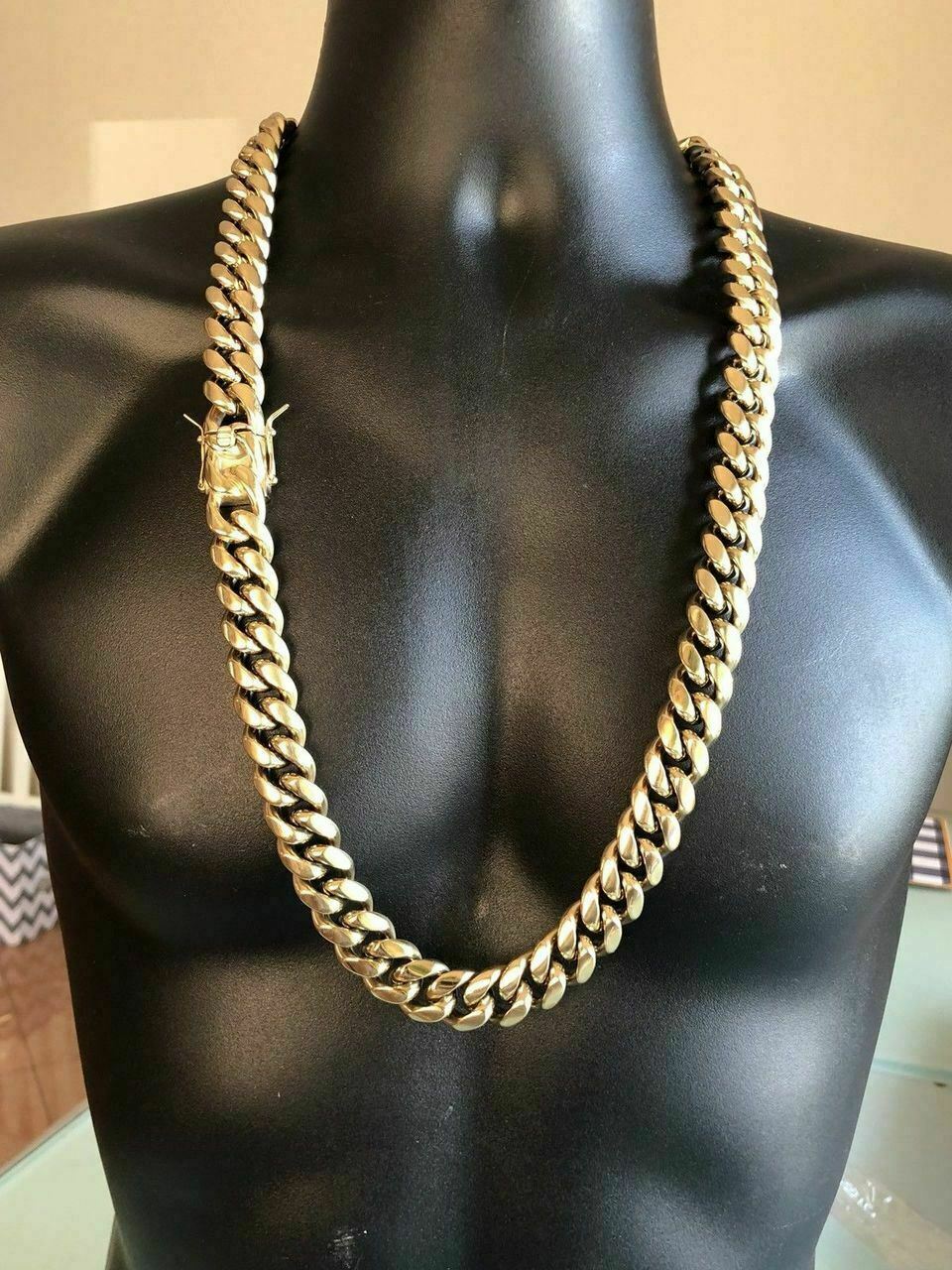 18mm Cuban Miami Link Bracelet Kilo Chain Set 14k Gold Plated Stainless Steel