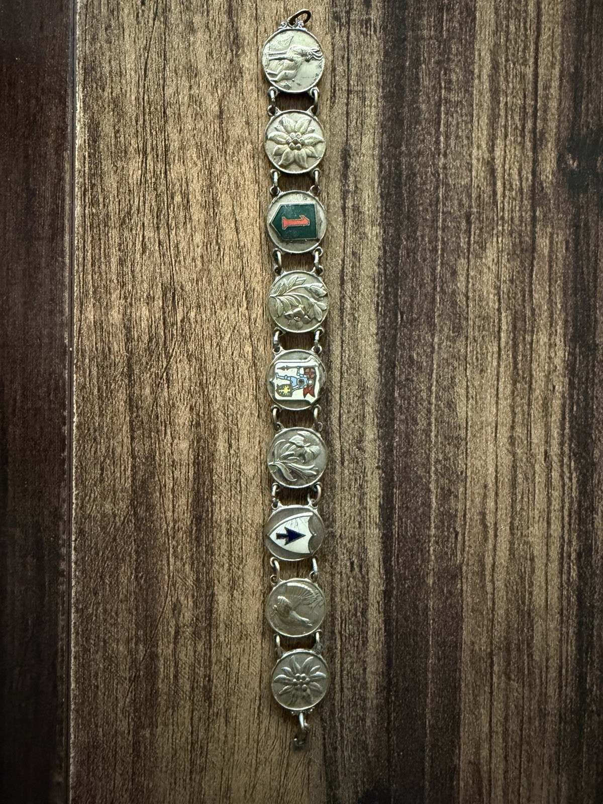 Vintage 1900s Brass Great Britain Charm Bracelet