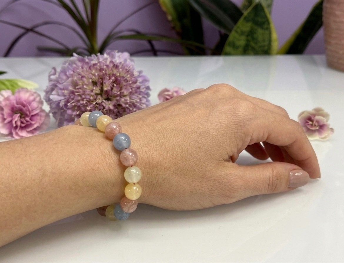 Wholesale Lot 6 Pcs Mix Natural Calcite 8mm 7.5” Crystal Stretch Bracelet