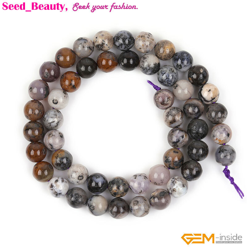 Natural American Amethyst Sage Jasper Stone Beads For Jewelry Making 15” Round