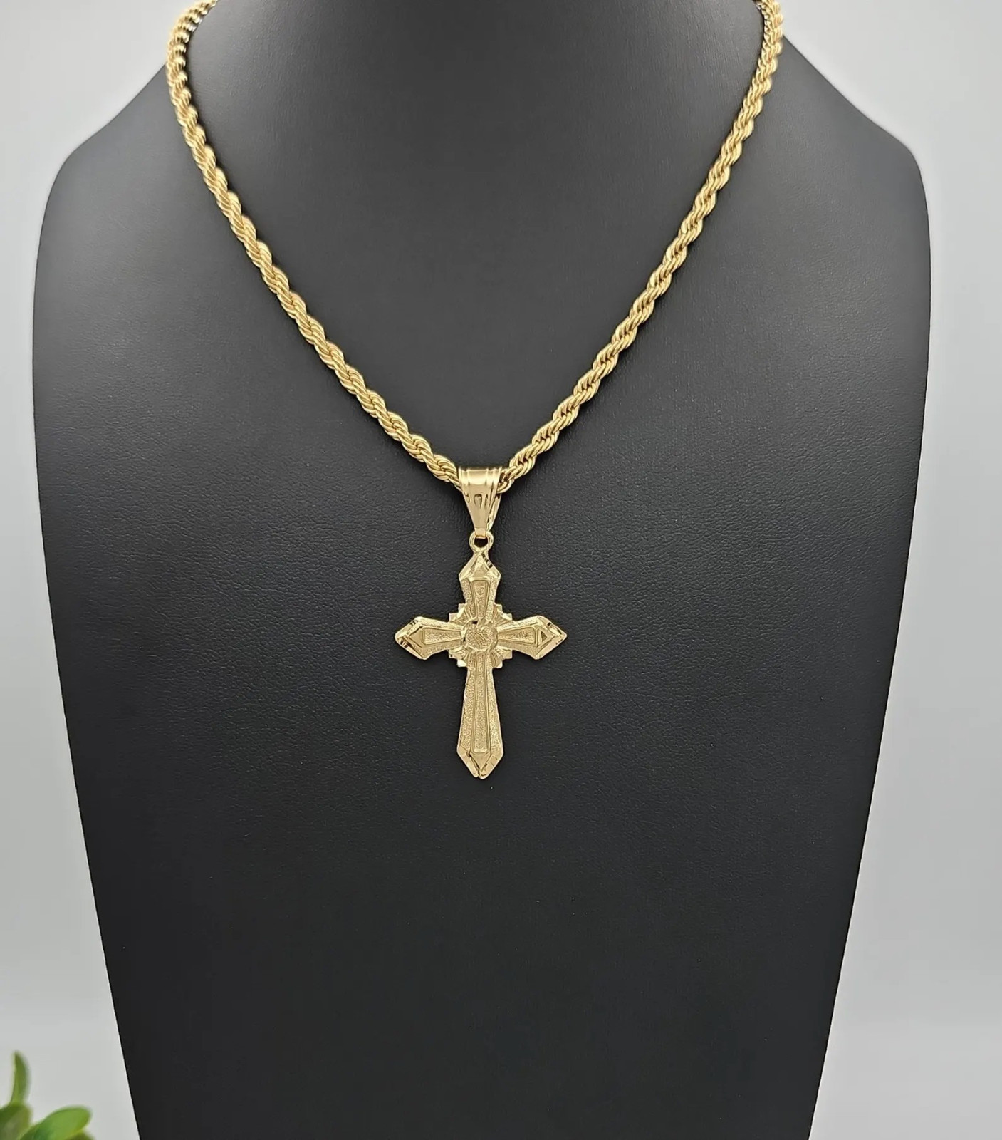 Gold Cross Necklace for Men, Large Cross Necklace, 14k Heavy Plated Gold
