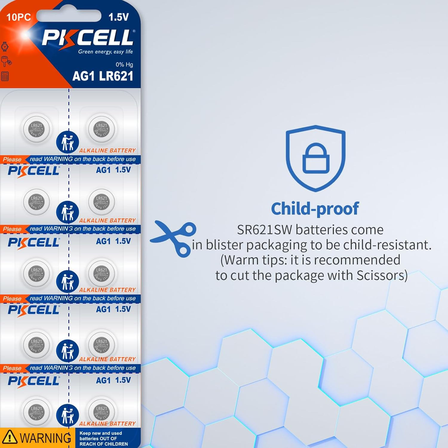 PKCELL 20 Pack Sr621Sw Watch Battery AG1 Battery 1.5V LR621 363 364 Watch Batter