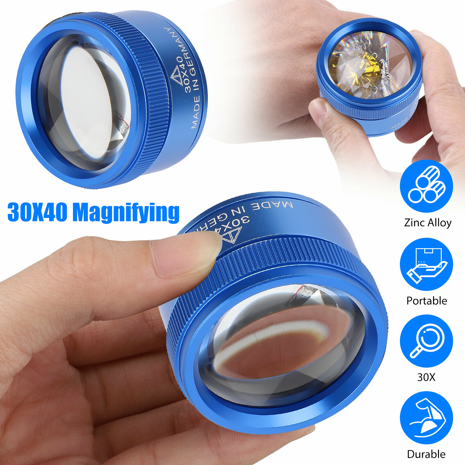 30x Pocket Magnifying Glass Eye Loop Optical Magnifier Jewelry Watch Repair Tool