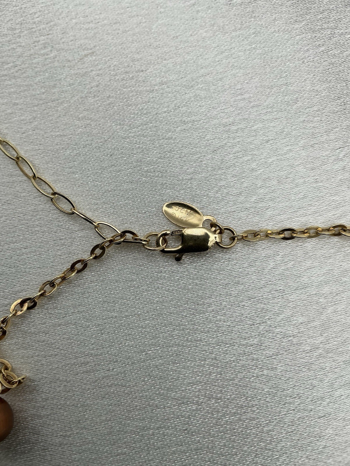 14K Gold Citrine & Pearl Station Necklace Jacmel Mauritius “Colors of Gold”