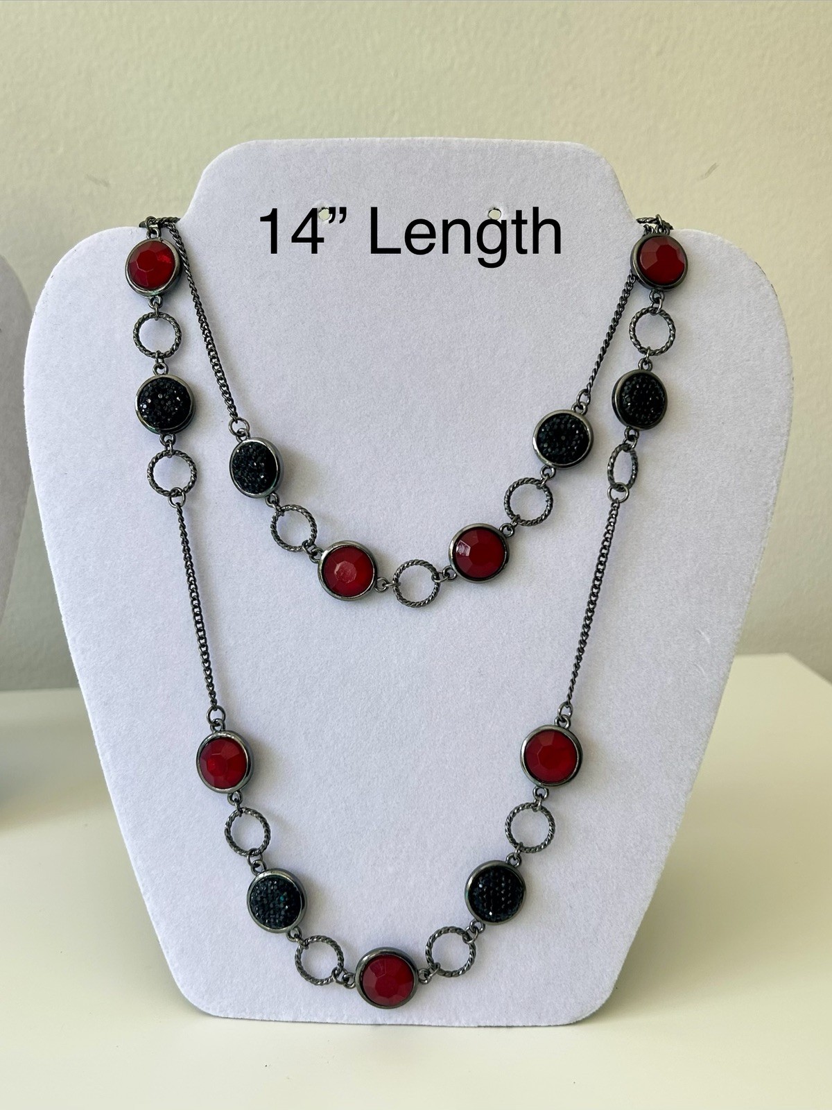 Lot of 6 Statement Costume Necklaces Red Black Gray Vintage Style.