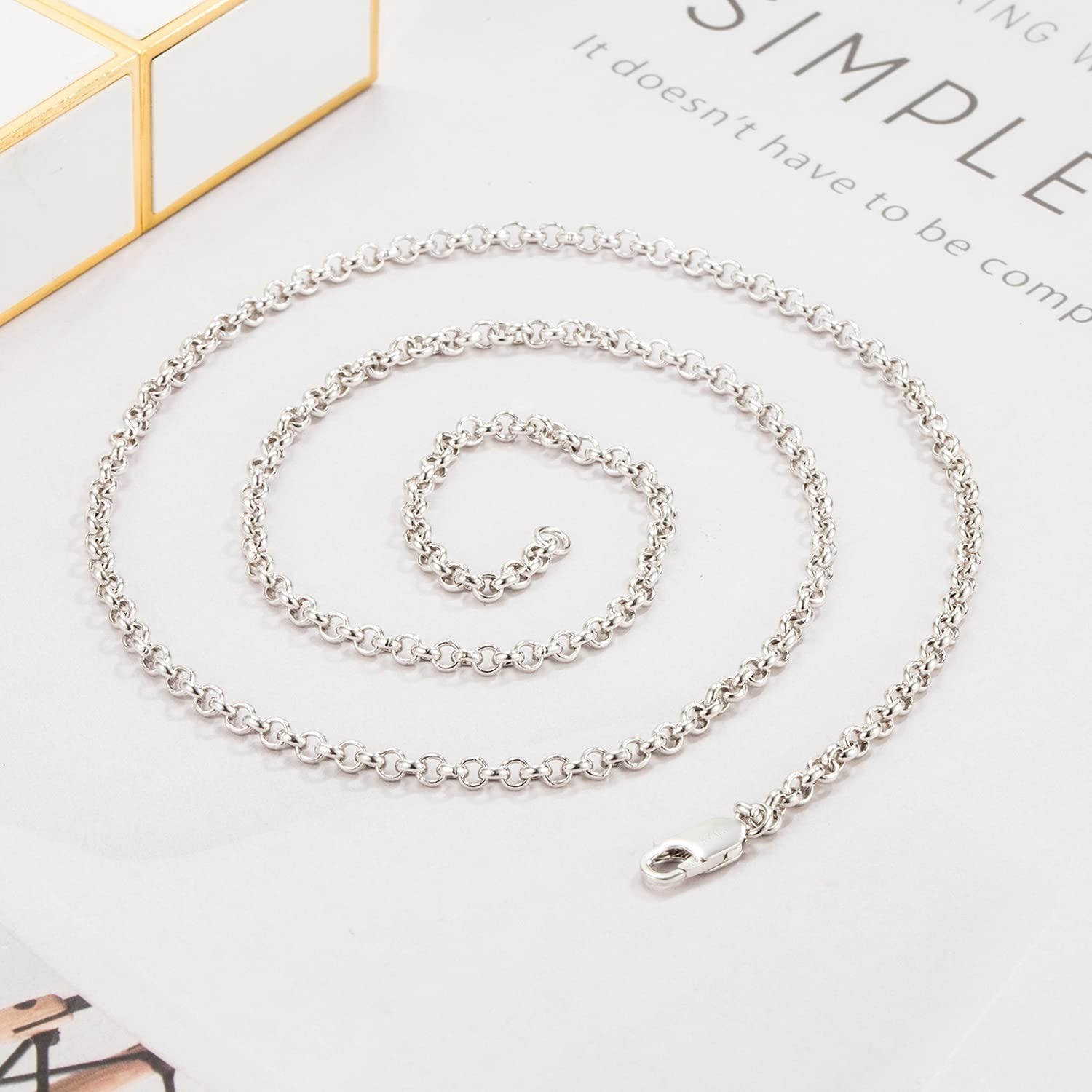 925 Sterling Silver Chain Necklace 3mm Adjustable 18-28 in Dankadi