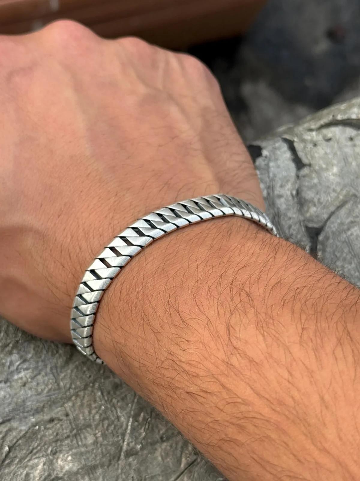 925 10MM Curb Chain Bracelet, Gourmet Men Chain Bracelet, Cuban Link Chain