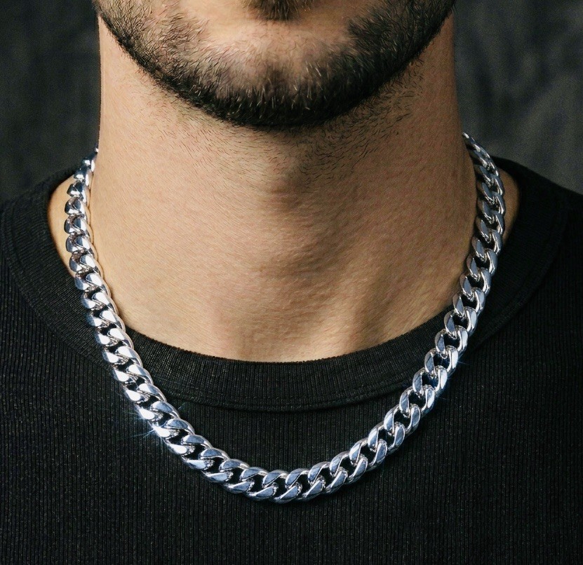 8mm Miami Cuban Chain 14K Gold Bonded over 316L Steel. Never Tarnish, Waterproof