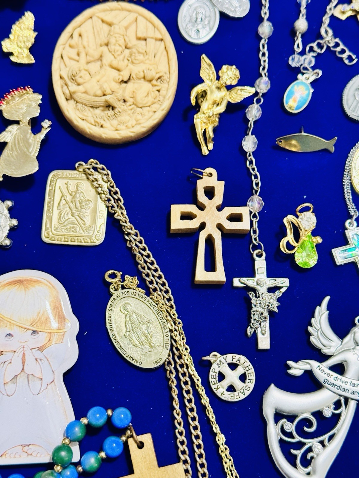 Vintage Modern Religious Cross Necklace Jewelry Lot 115+ Italy Germany Bethlehem