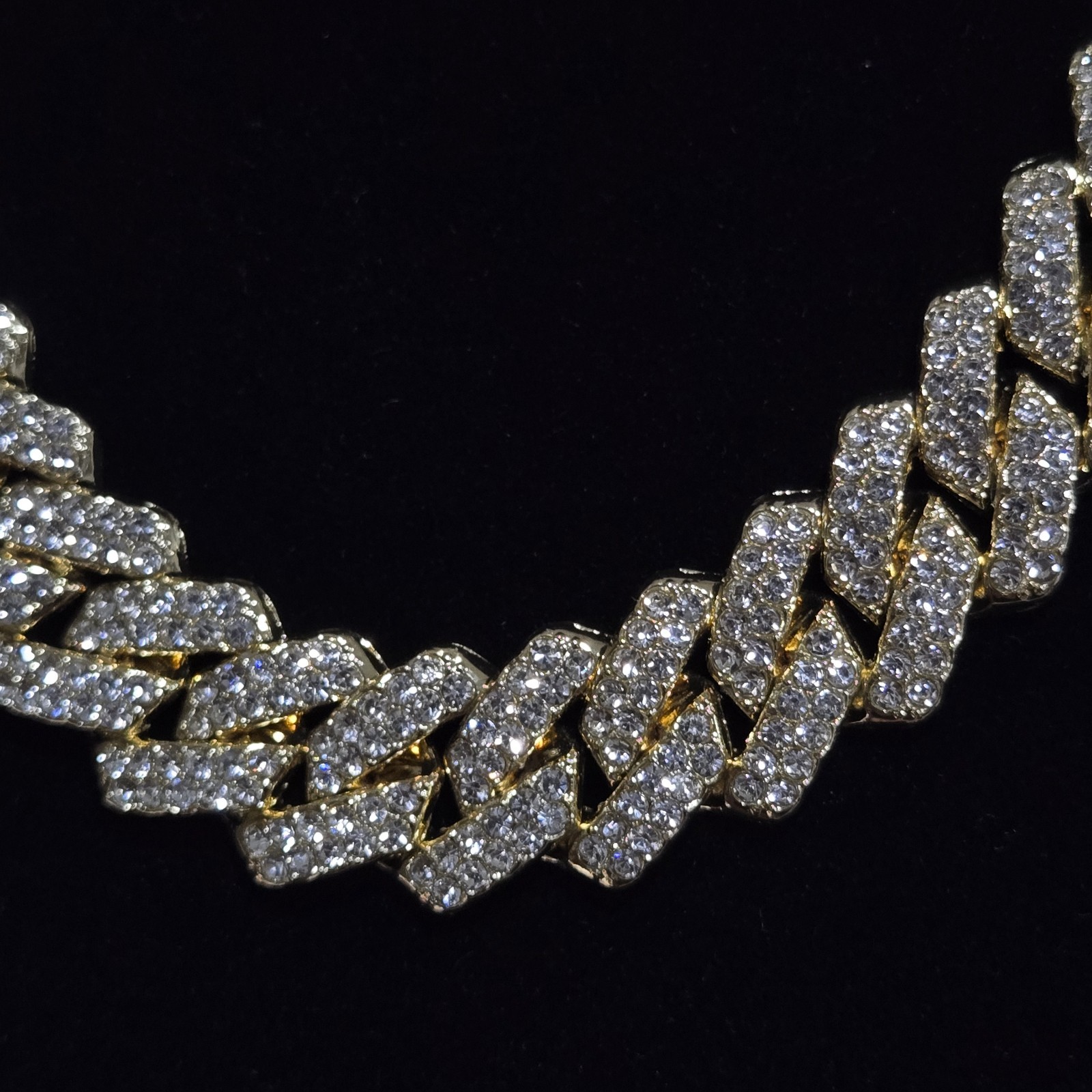 12mm Iced Out Cubic Zirconia Miami Stainless Steel Cuban Chain 20 Inch Necklace