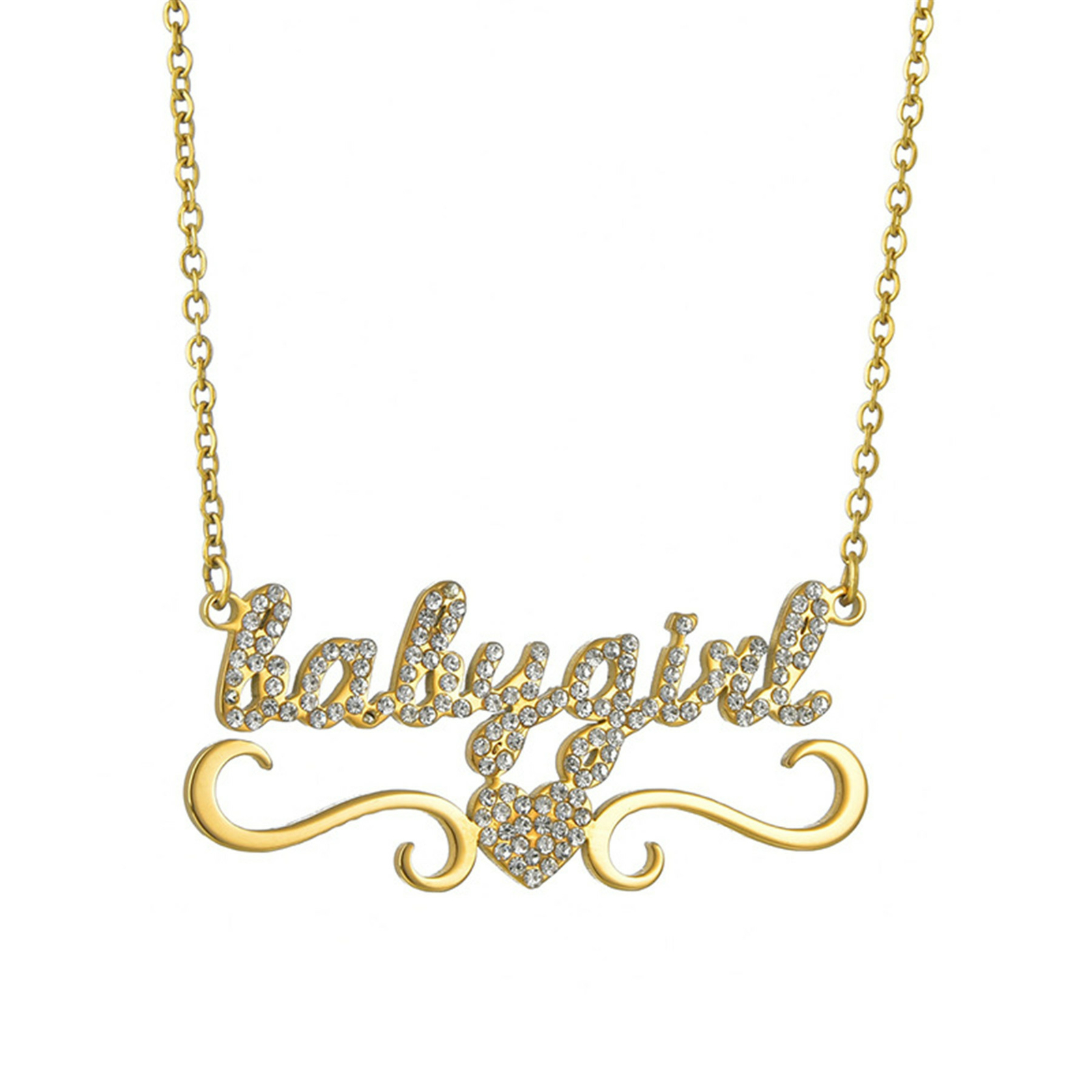 Women Stainless Steel CZ DIY Custom Name Pendant Necklace (Custom Time:30 days)