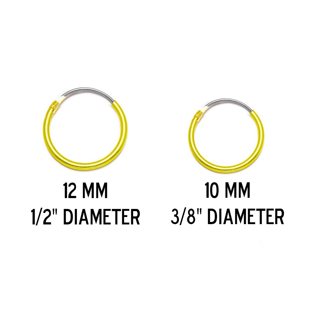 22G Hinged Hoop Rings Cartilage Nose and Lips 6 Color and 2 Sizes Sold as a Pair