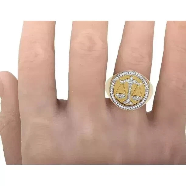 1.20Ct Round Cut Natural Moissanite Men’s Pinky Ring In 14K Yellow Gold Plated