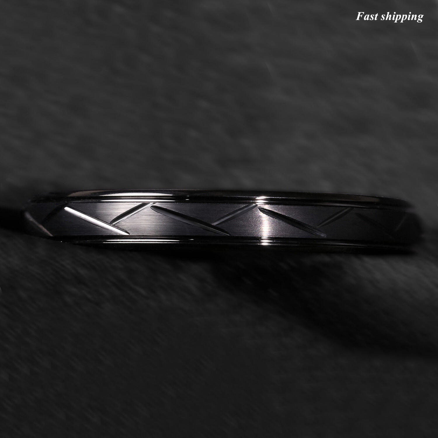 8/6mm Dome Black Warrior Brushed Center Tungsten Ring Bridal Band ATOP Jewelry