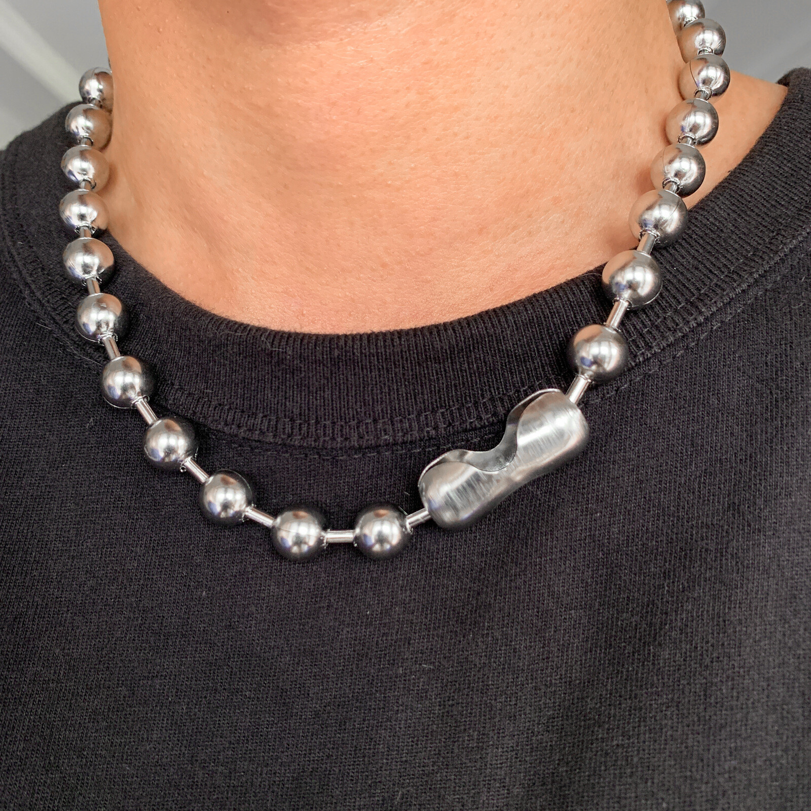 6/8/10/12mm Hotsale Stainless Steel Bead Ball Chain Necklace Men Women Jewelry