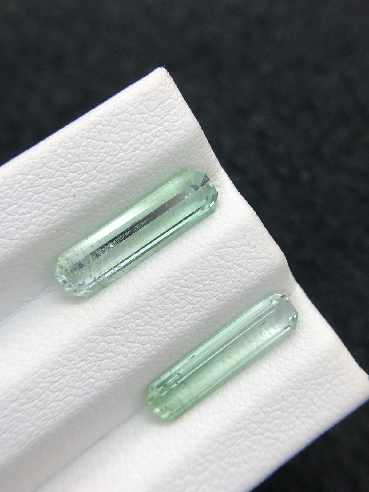 3.70 Ct Natural Seafoam Tourmaline Pair Long Emerald Cut Slightly Included