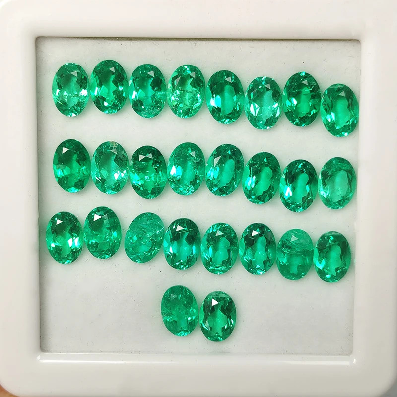 Lab Grown Columbia Emeralds 0.5-5ct Oval Cut Gemstone VVS1 for Jewelry AGL