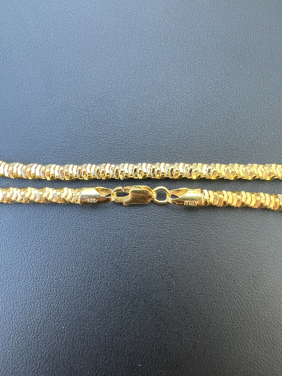 Real 14k Gold Plated 925 Silver Diamond Cut Sparkle Ice Rope Chain Necklace 4mm