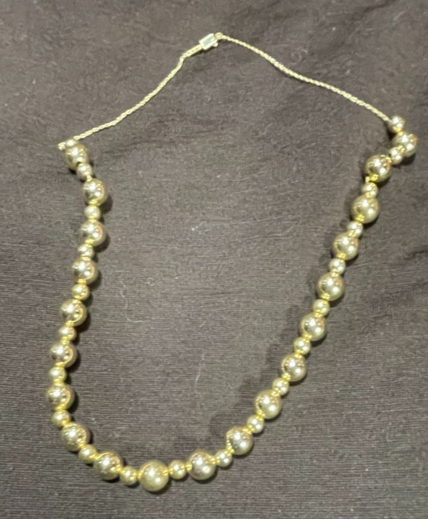 Vintage 14K Yellow Gold Graduated Add A Bead Necklace 16″ Floating Ball Strand