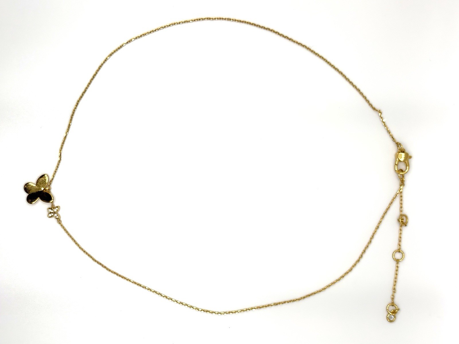 Kate Spade New York Gold Tone Butterfly Charm Pendant Crystal Adjustable Chain