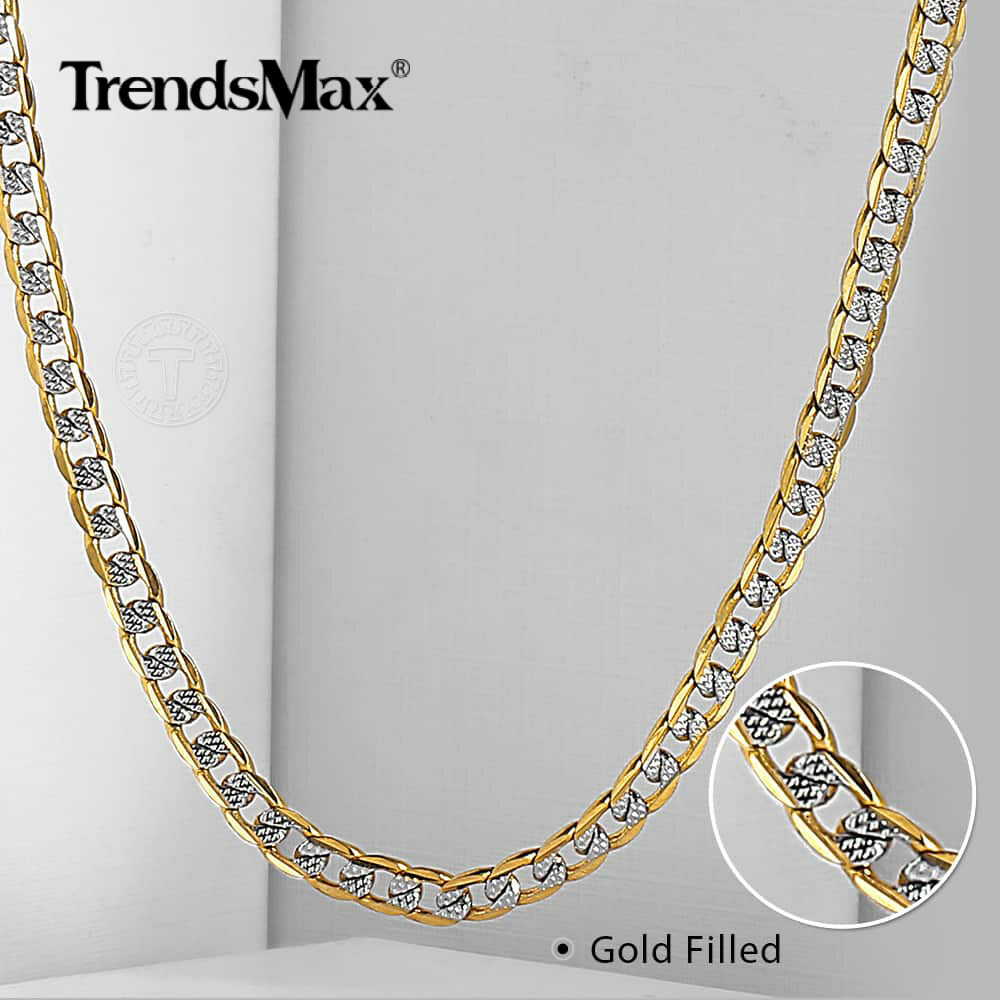 Womens Mens 4mm Diamond-Cut Curb Cuban Link Gold Plated Chain Necklace 8″-36″