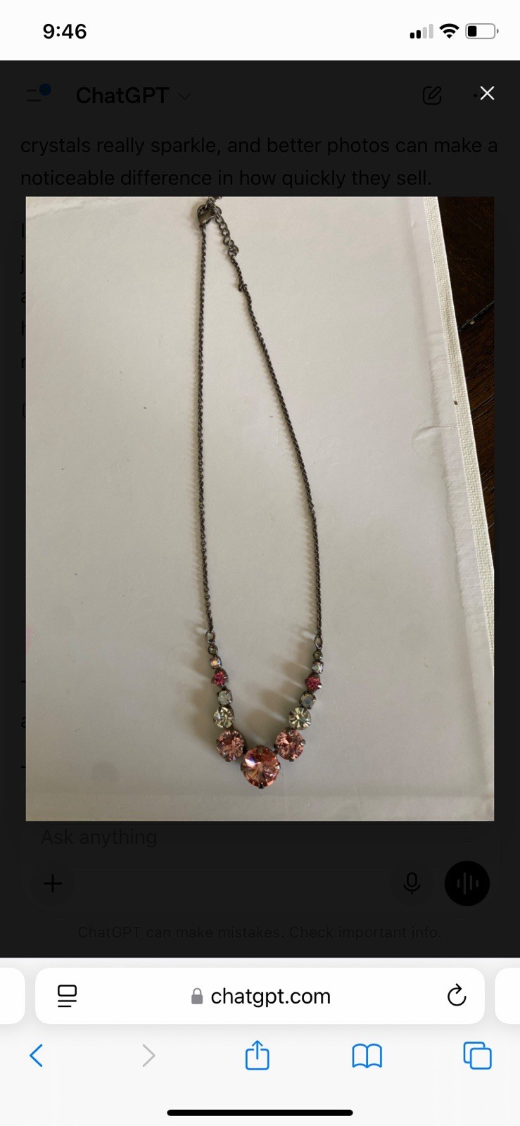 Sorrelli Signed Silver Plated Pink Crystal Statement Necklace Adjustable