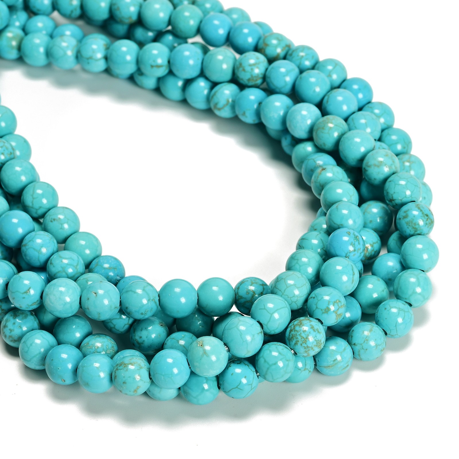 2.0mm Hole Blue Turquoise Smooth Round Beads 6mm 8mm 10mm 15.5″ Strand