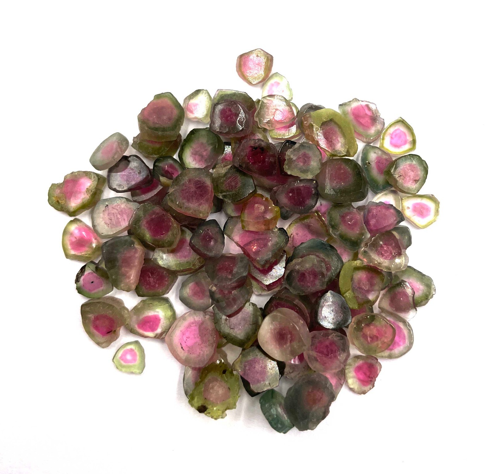 Natural Watermelon Tourmaline Slice Loose Gemstone Lot 10 Pcs 5*6-7*8 MM 10 CT