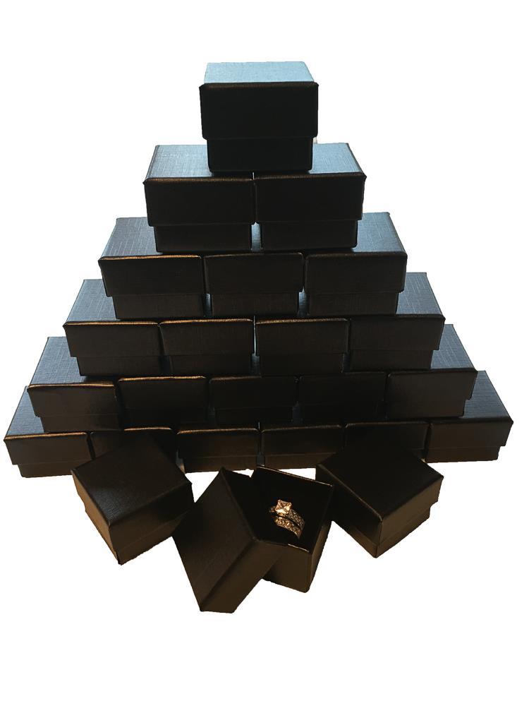 Lot of 24 Black Ring Gift Box with Foam and Velvet Insert 1.5 x 1.5 x 1.25 Inch