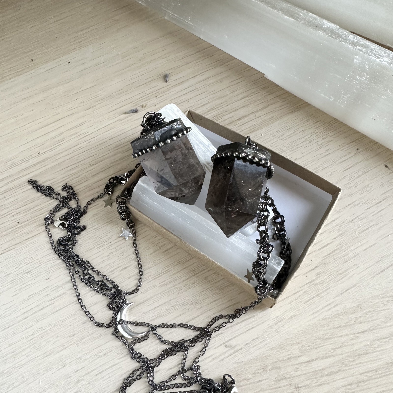 Smoke Quartz Brass Stetement Necklace- New with no tag