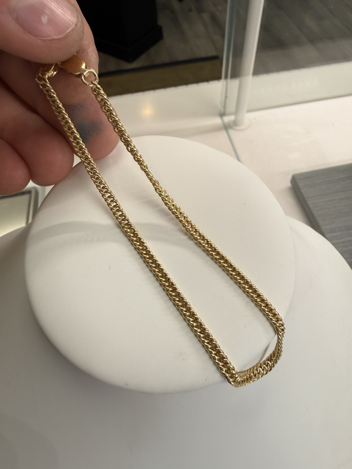 Yellow Gold Double Curb Link Bracelet 9” 3MM- 18KT (Hollow)