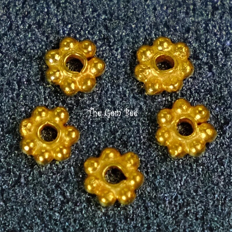 3mm 18k Solid Yellow Gold Daisy Bali Spacer Bead Findings (5)
