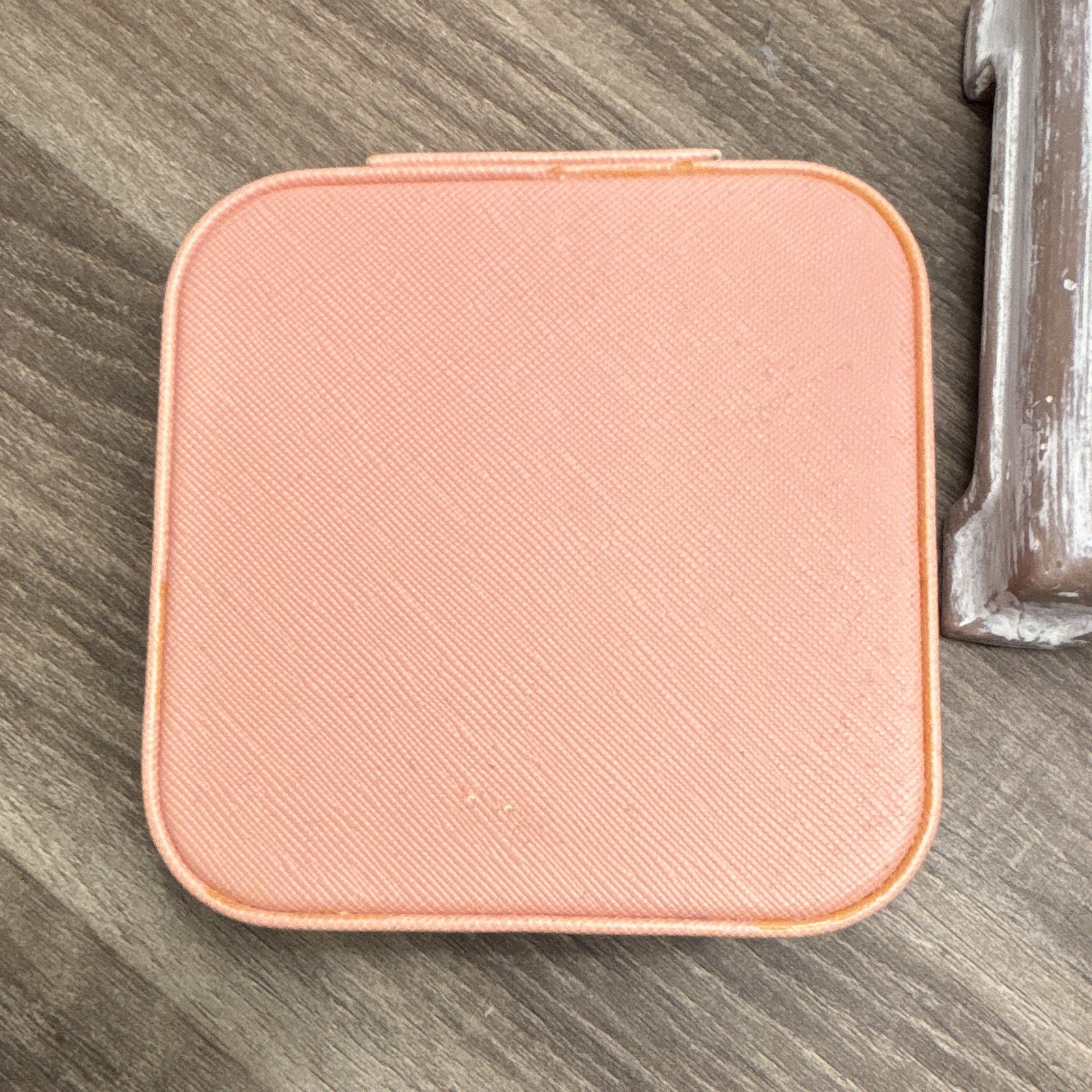 Pink Square Zip-Around Travel Jewelry Case w/ Mirror, Faux Leather, Velvet Lined